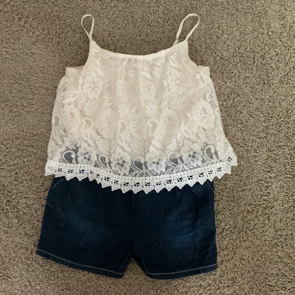 Lace & Denim Romper